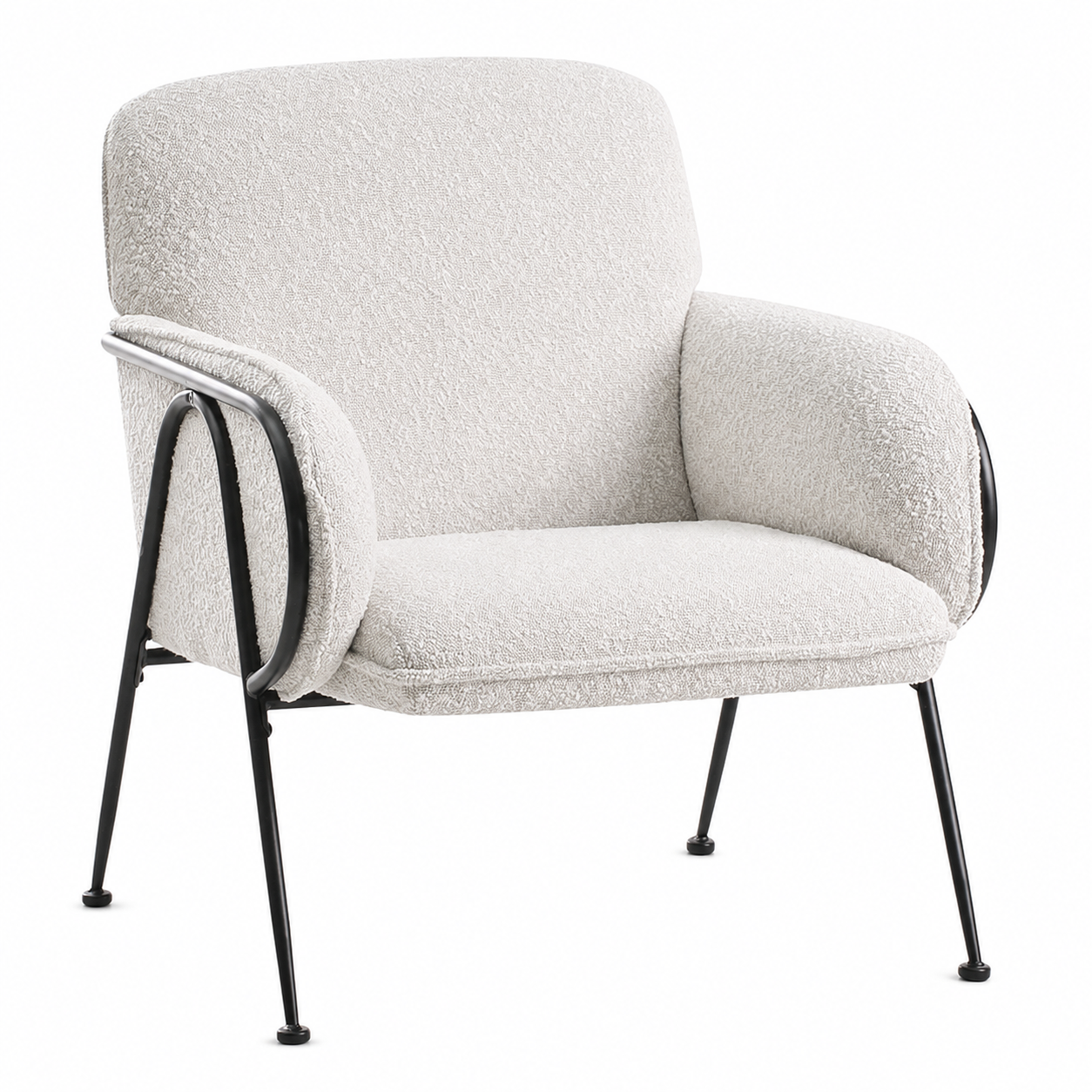 armchair with black steel frame