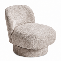 Fauteuil pivotant en tissu bouclé beige, rotation 360°