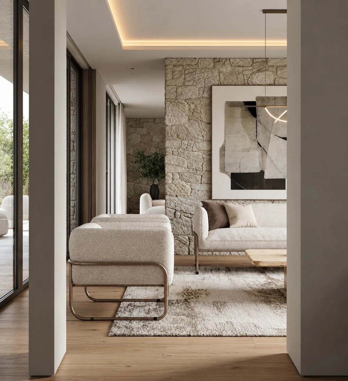 Fauteuil crème - vue 4