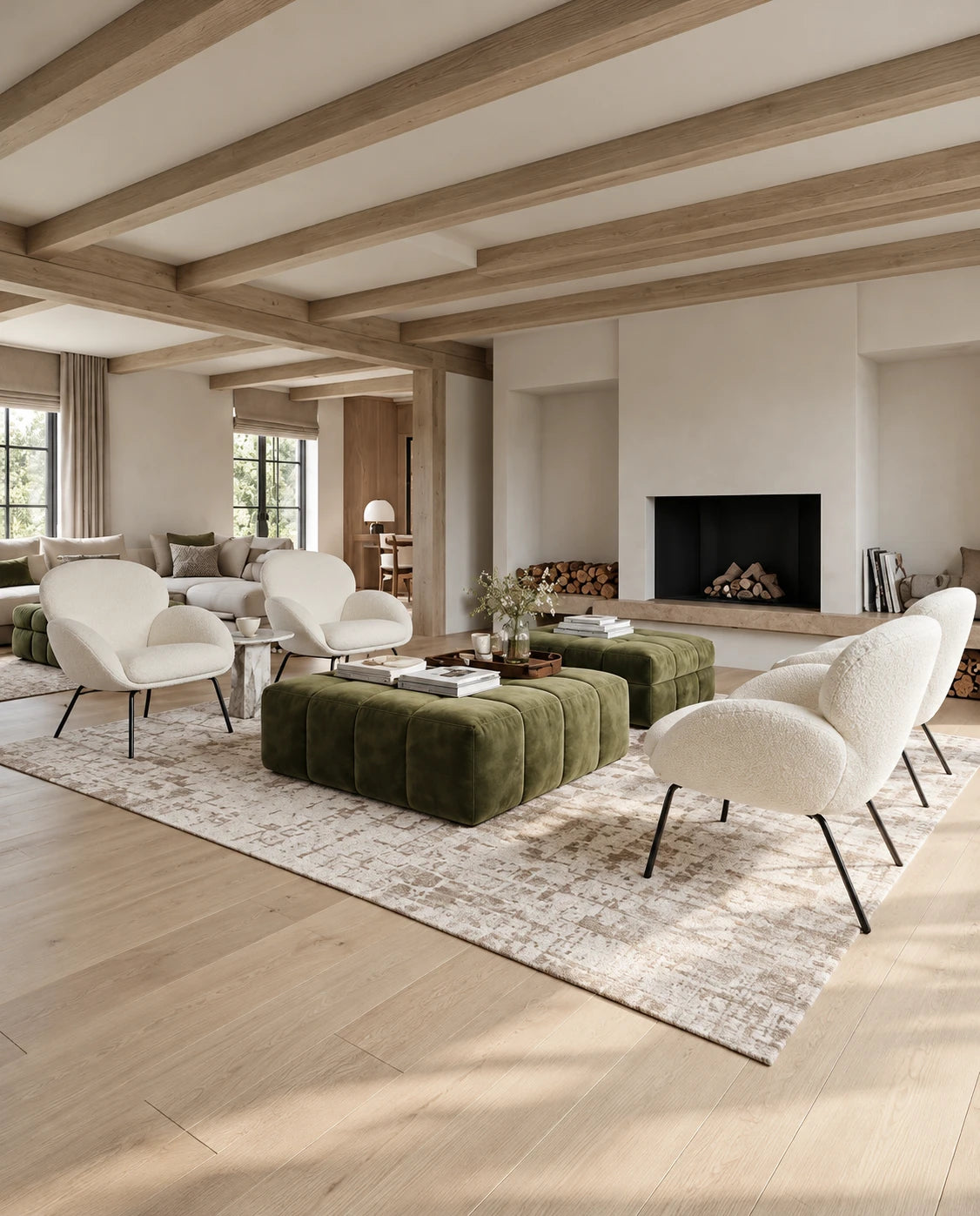 Fauteuil laine bouclée - vue 1