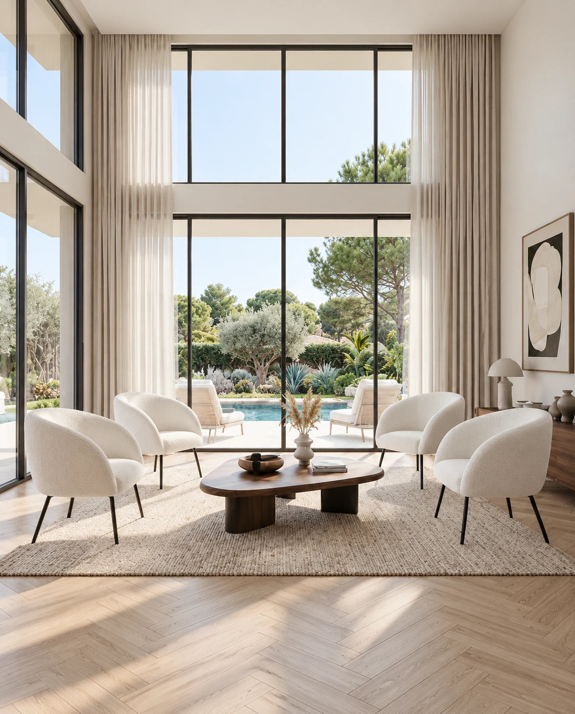 Fauteuil tissu bouclette - vue 1