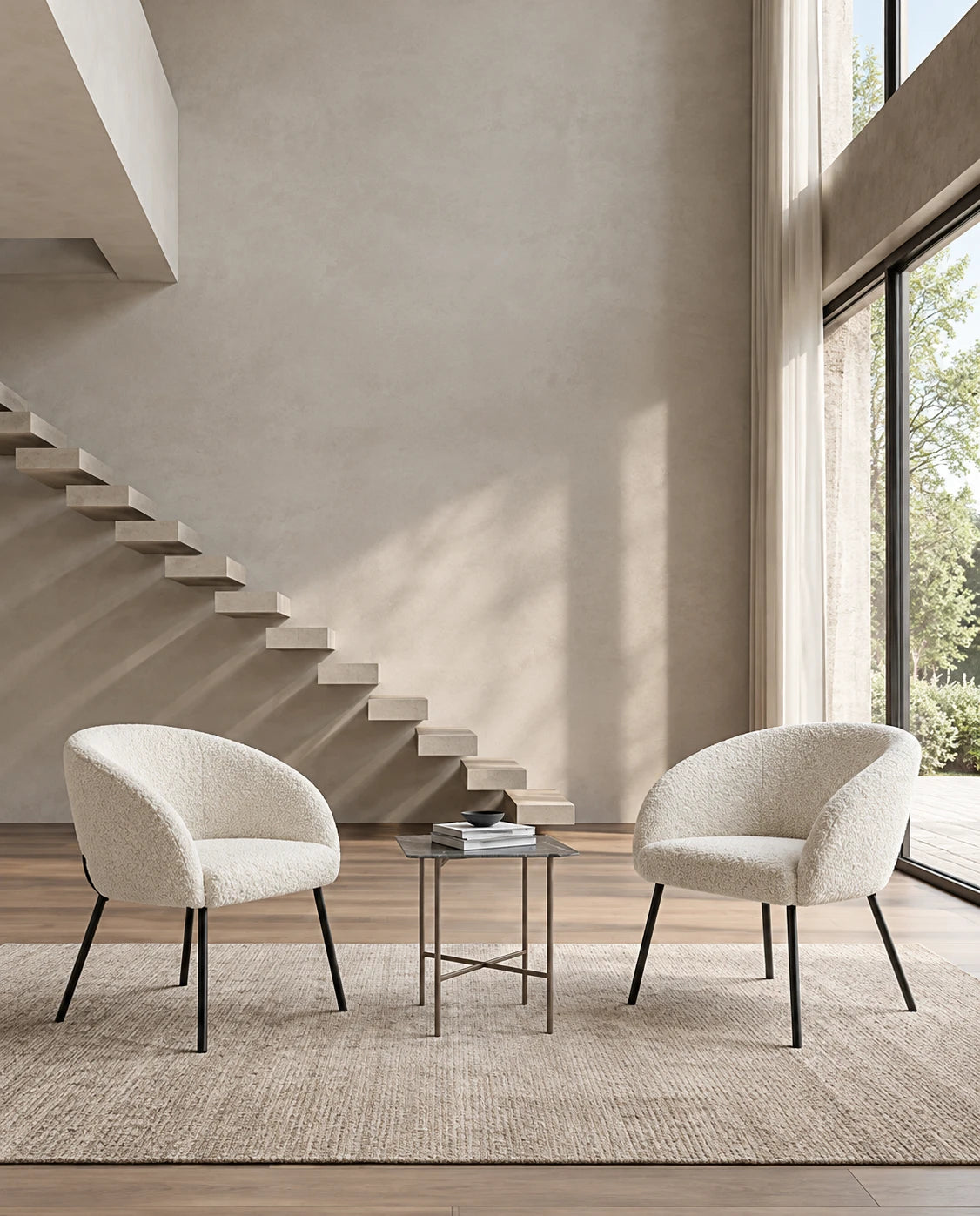Fauteuil tissu bouclette - vue 9