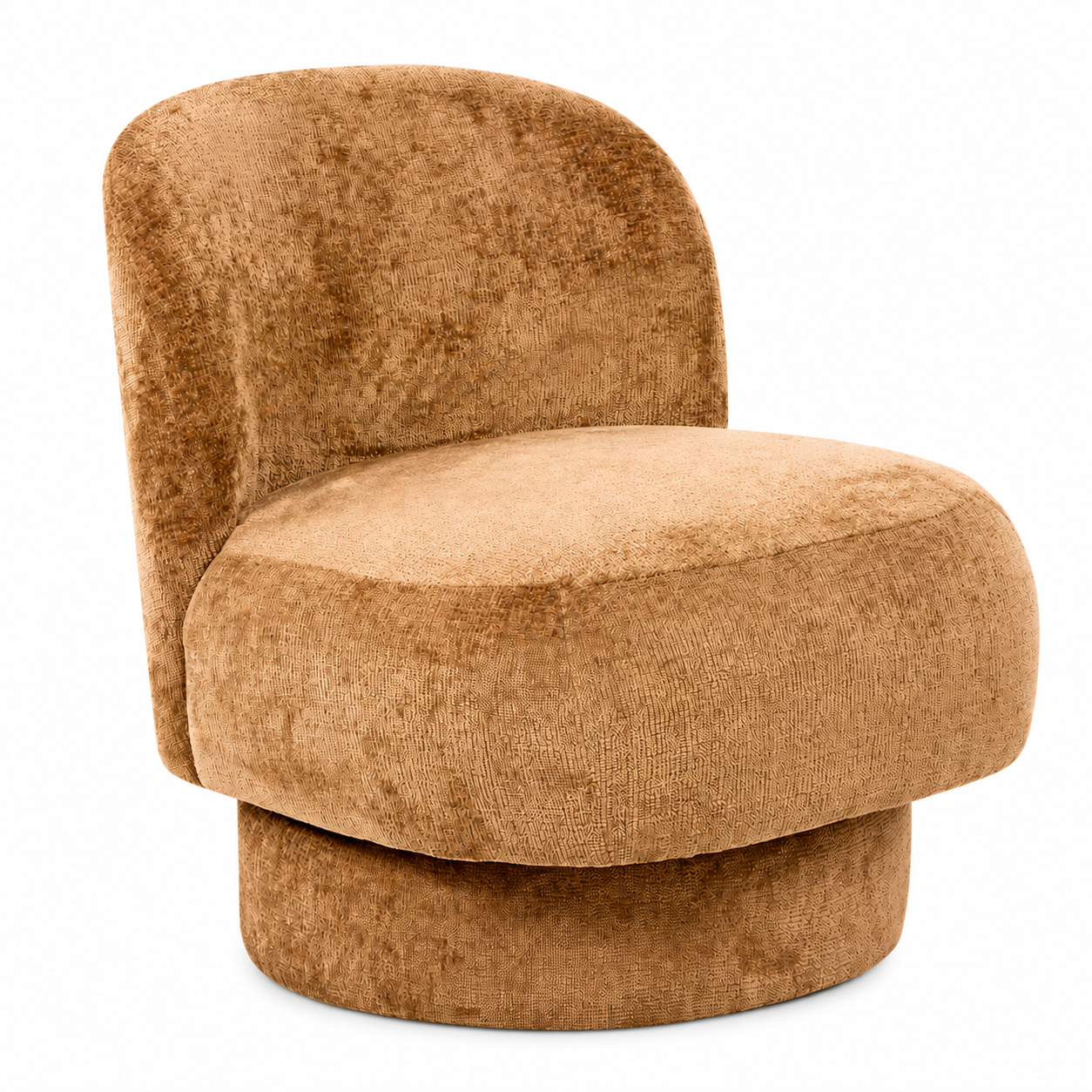 Fauteuil pivotant en tissu bouclé beige, rotation 360°
