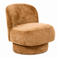 Fauteuil pivotant en tissu bouclé beige, rotation 360°