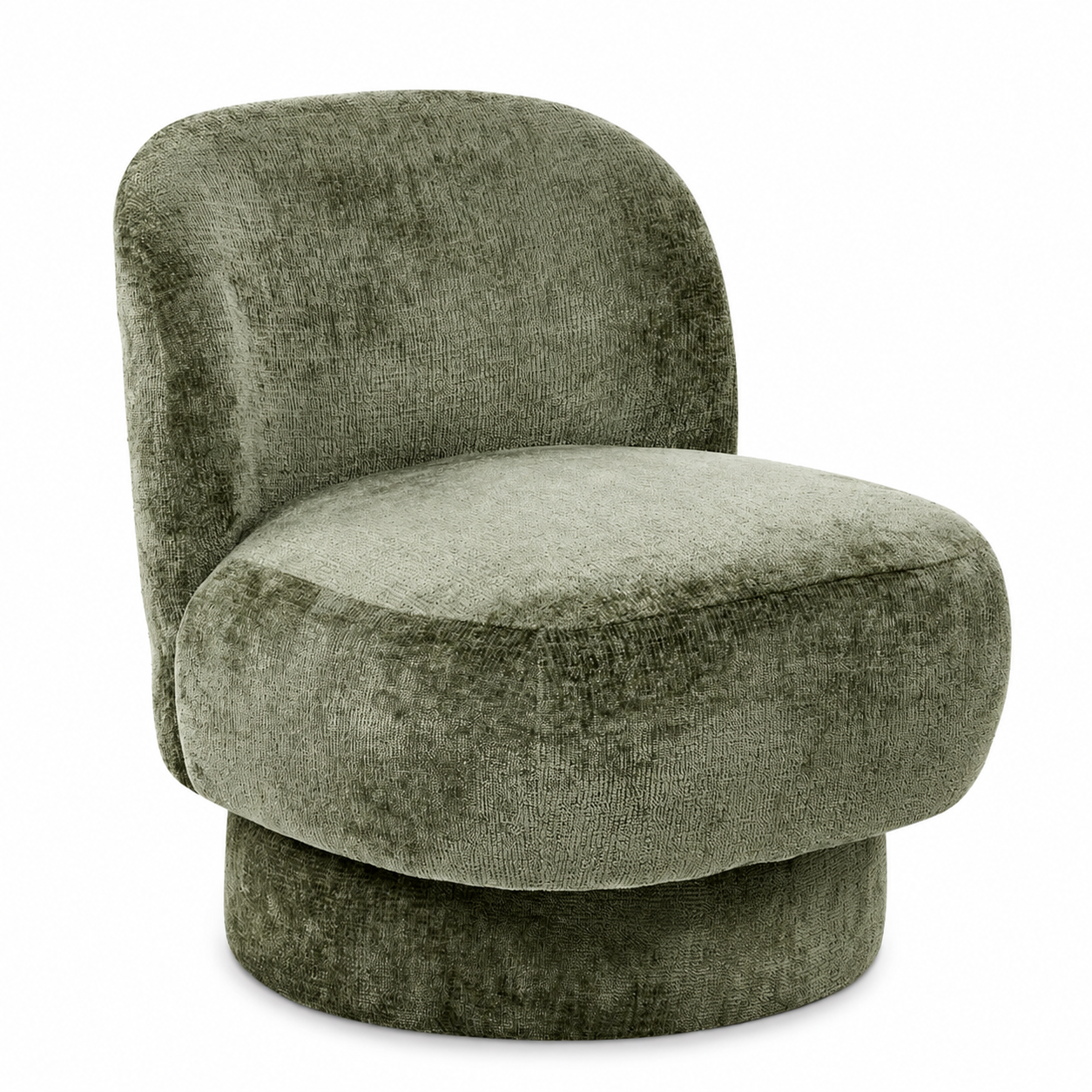 Fauteuil pivotant en tissu bouclé beige, rotation 360°