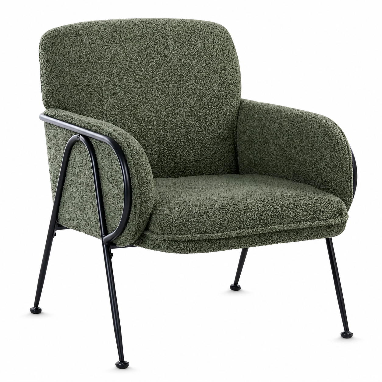 Boucle Accent Armchair with Black Steel Frame