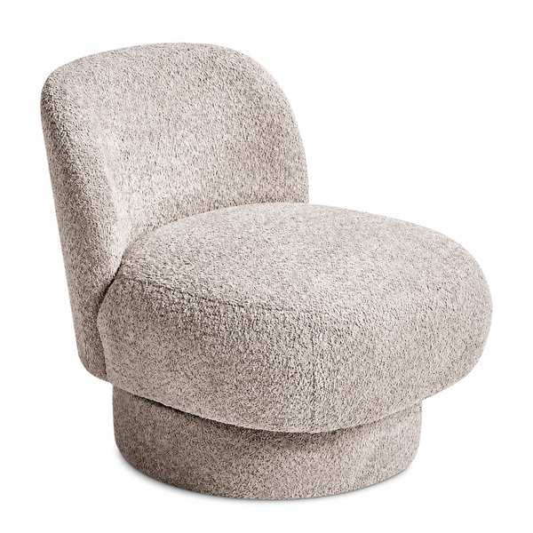 Fauteuil pivotant en tissu bouclé beige, rotation 360°