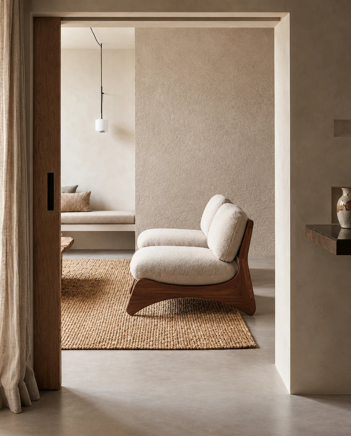 Fauteuil bois et tissu - vue 11