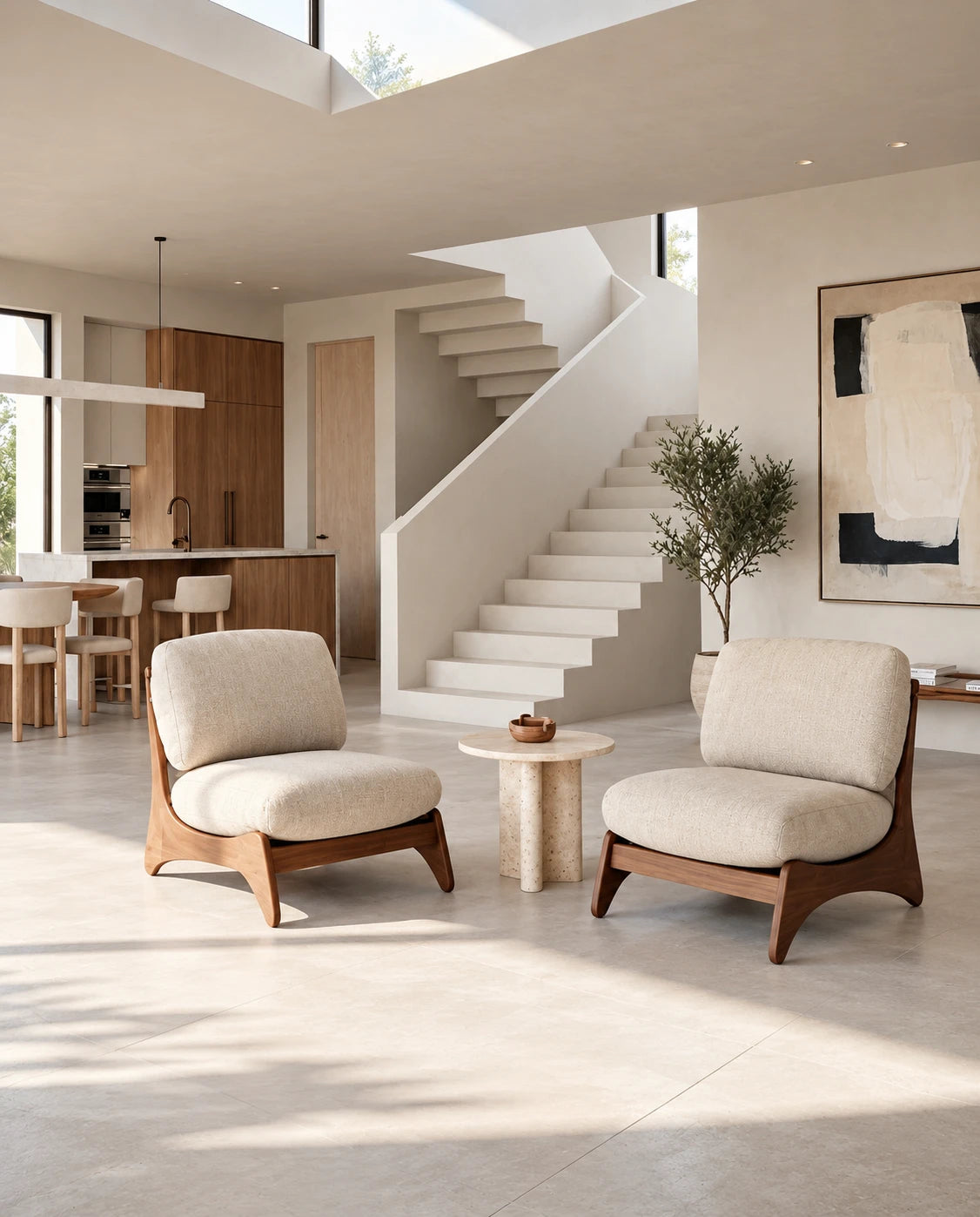 Fauteuil bois et tissu - vue 5