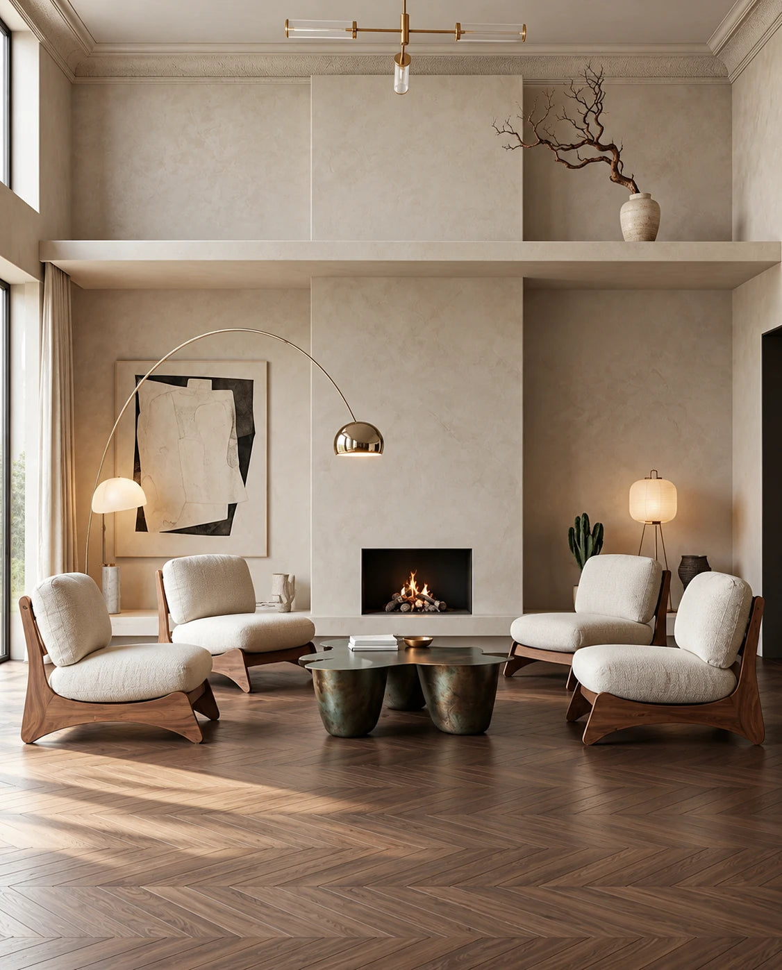 Fauteuil bois et tissu - vue 8