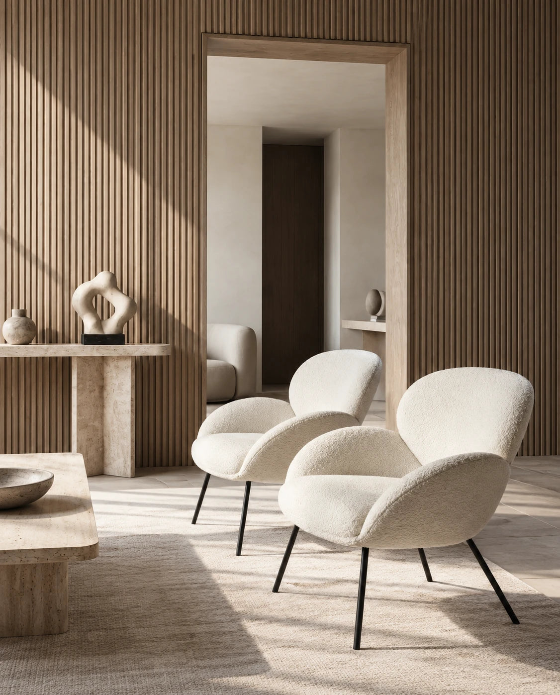 Fauteuil laine bouclée - vue 12