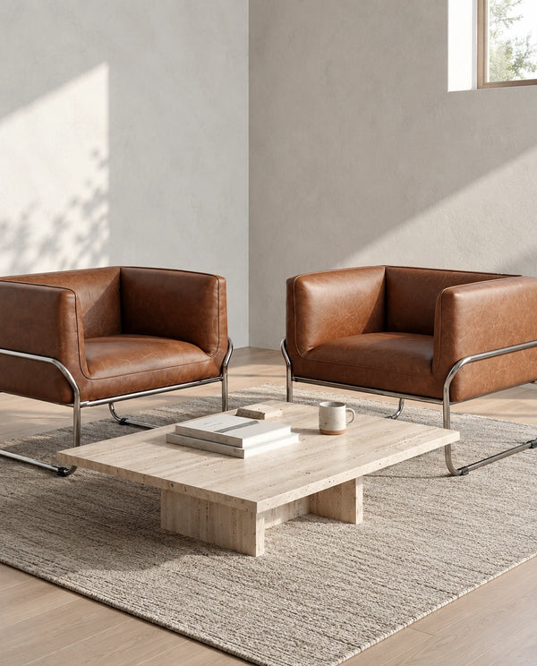 Fauteuil marron vintage - vue 12