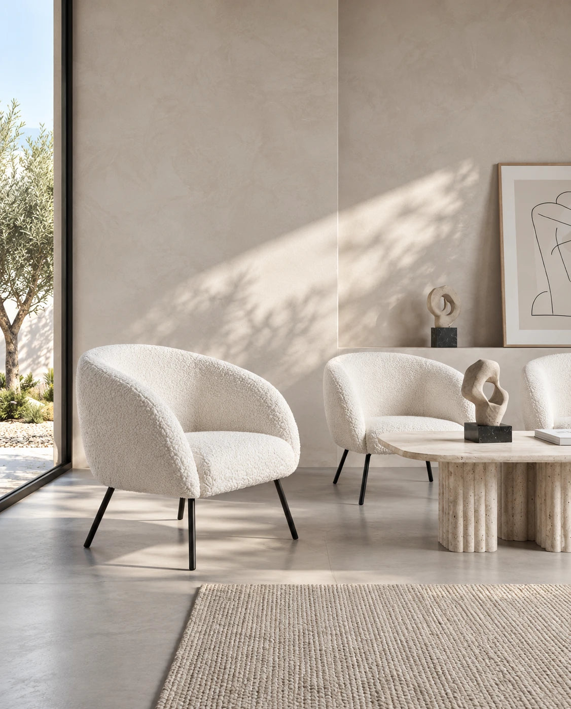 Fauteuil tissu bouclette - vue 10