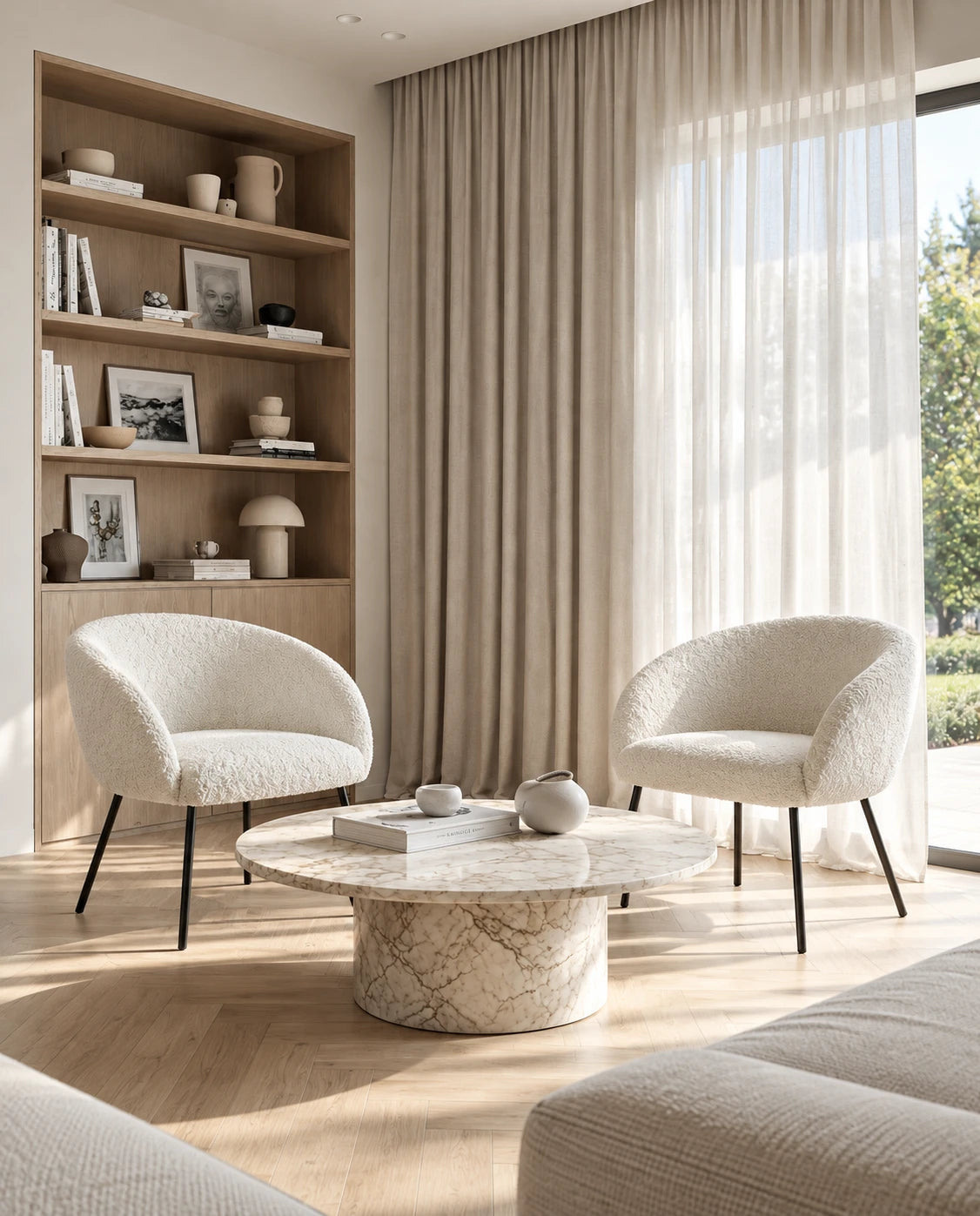 Fauteuil tissu bouclette - vue 11