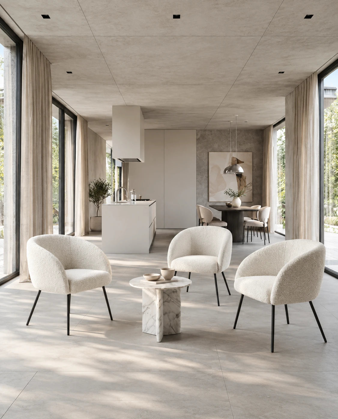 Fauteuil tissu bouclette - vue 2