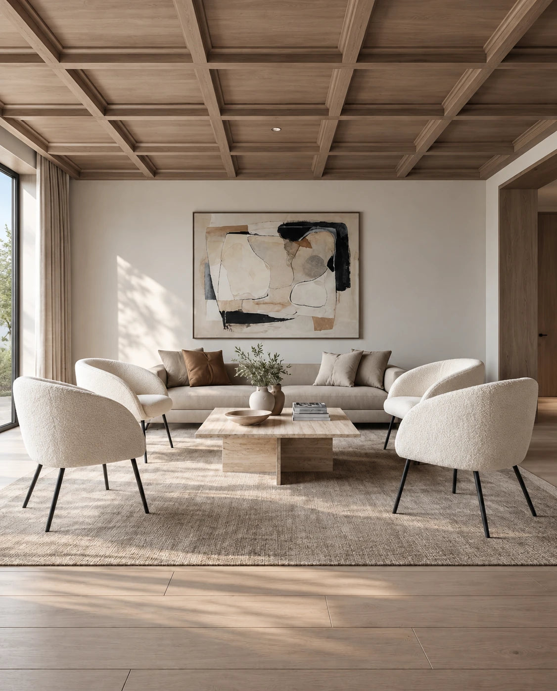 Fauteuil tissu bouclette - vue 3