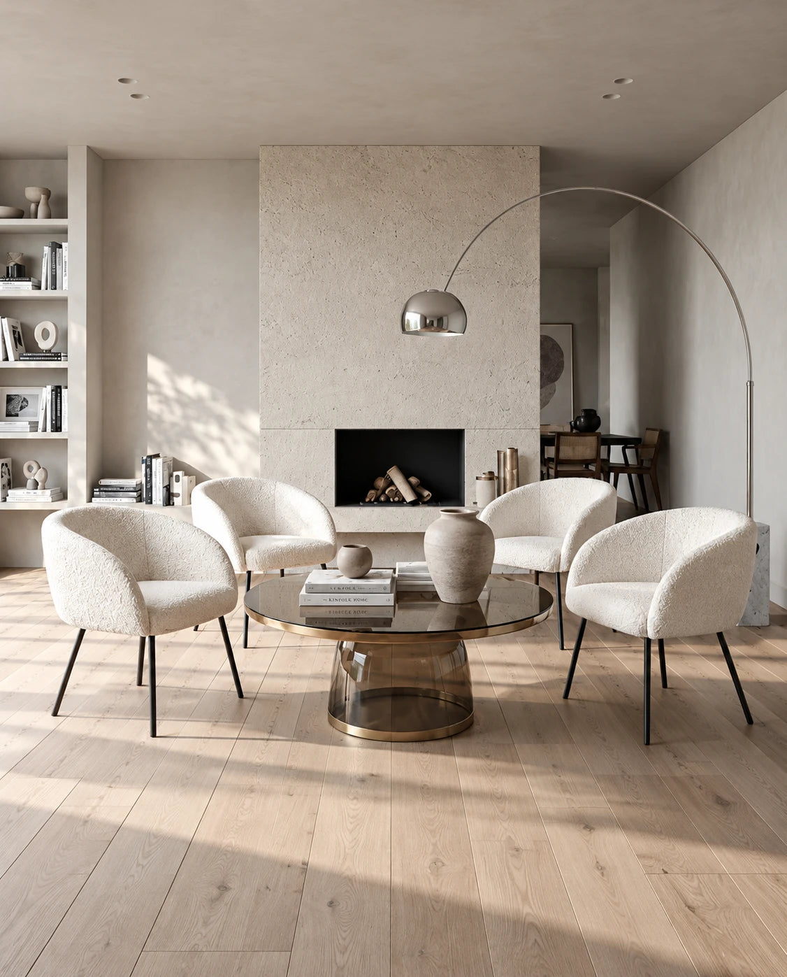 Fauteuil tissu bouclette - vue 4